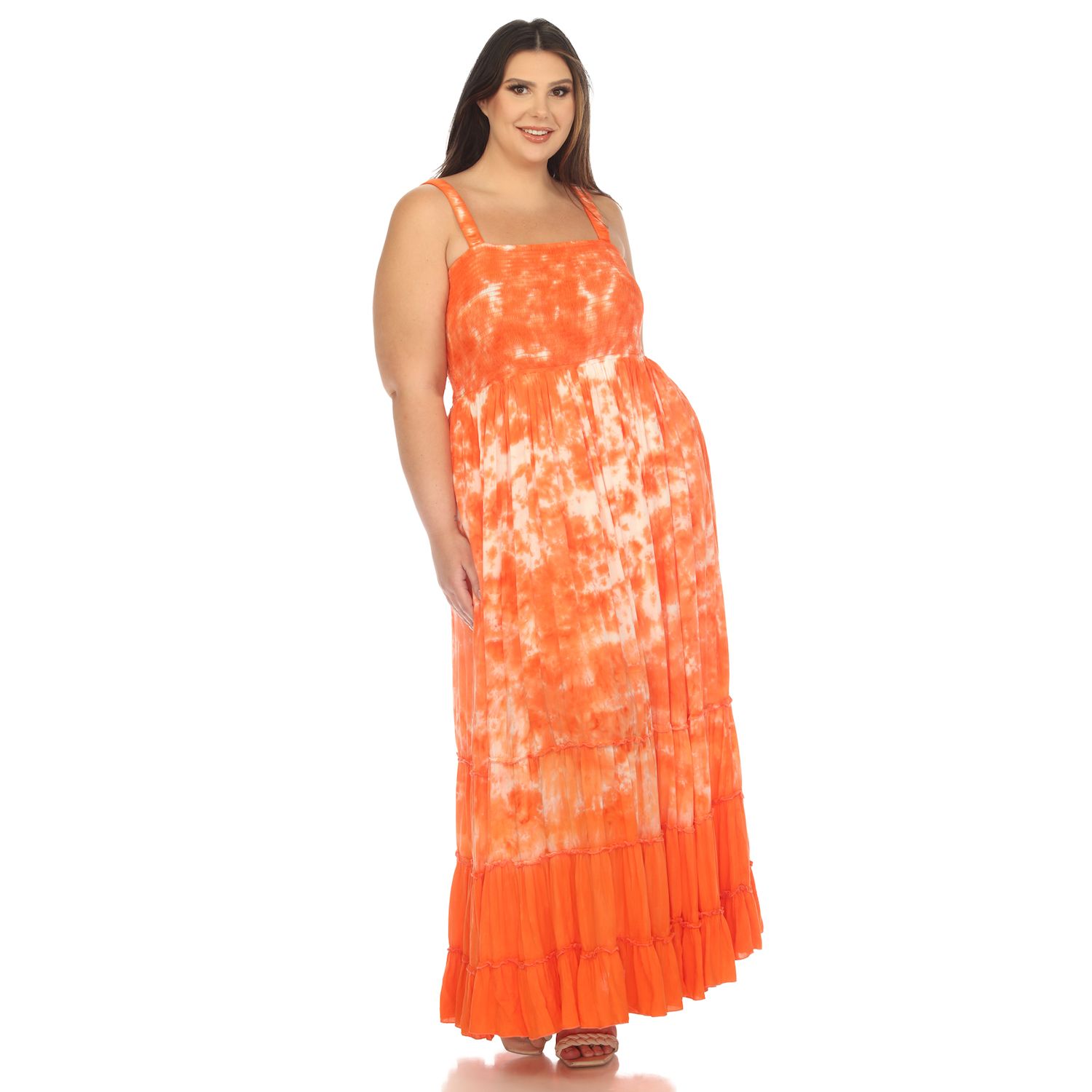 Женские платья Plus Size Smocked Ruffle Maxi Dress