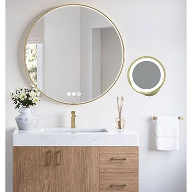 Aptations Kimball & Young Switchable Led Light Color Round Arm Magnified Wall Mirror