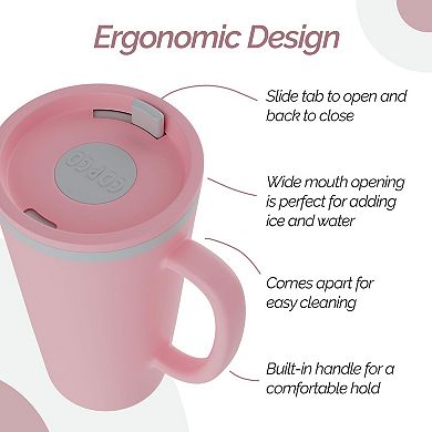 Copco Cone 16oz Insulated Travel Mug with Handle, Double Wall, BPA-Free,(Light Blue)