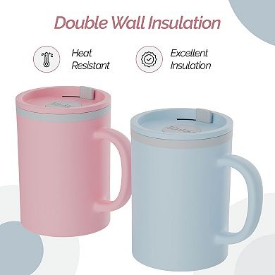 Copco Iconic Double Wall Insulated Mug With Handle, Bpa-free Reusable Plastic, 16 Oz., Set Of 2