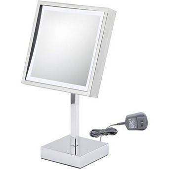 Aptations Kimball & Young Single-sided Led Square Free Standing Vanity Mirror, Brushed Nickel