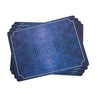 Pimpernel Blue Croc Leather Placemats, Set Of 4