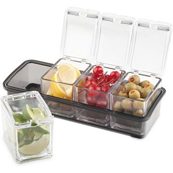 Final Touch 5 pc Bar Caddy For Bar Garnishes, Toppings And Condiments