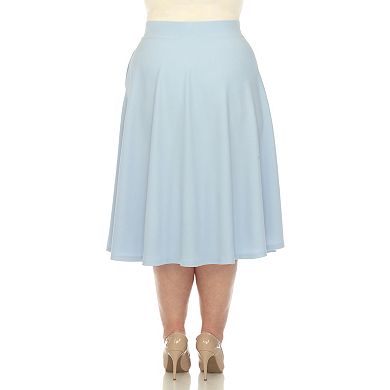Plus Size Flared Midi Skirt With Pockets
