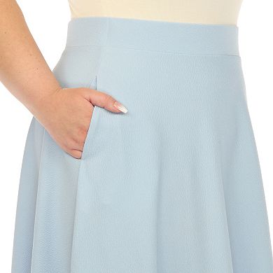 Plus Size Flared Midi Skirt With Pockets