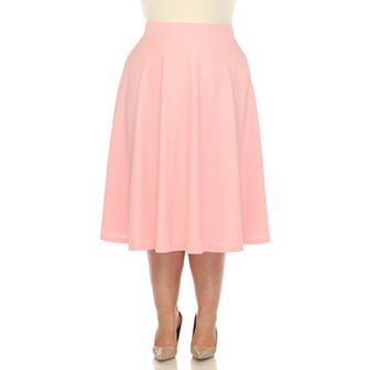 Plus Size Flared Midi Skirt With Pockets