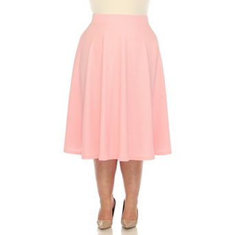 Plus Size Flared Midi Skirt With Pockets