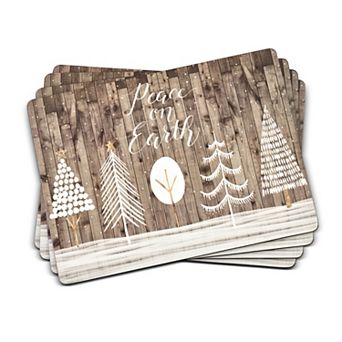 Pimpernel Wooden White Christmas Placemats, Set Of 4