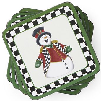 Pimpernel Black And White Christmas Coasters, Set Of 6