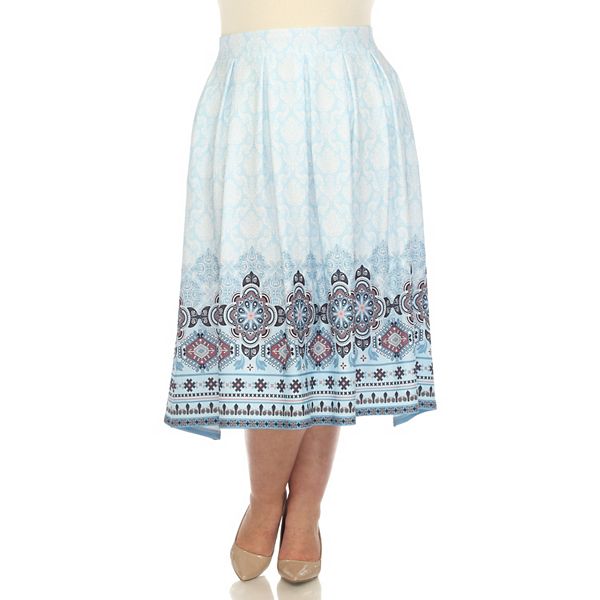Easy Wear Graphic Plus Size Geometric Pleated Skirt