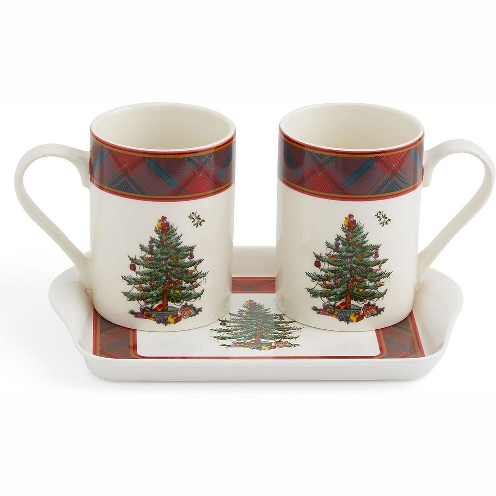 Pimpernel Christmas Tree Tartan Mug And Tray Set