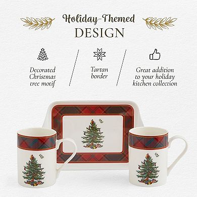 Pimpernel Christmas Tree Tartan Mug And Tray Set