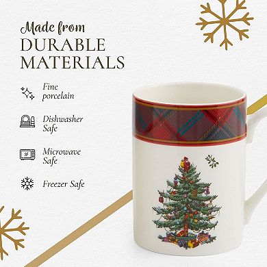 Pimpernel Christmas Tree Tartan Mug And Tray Set