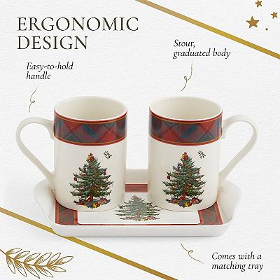 Pimpernel Christmas Tree Tartan Mug And Tray Set