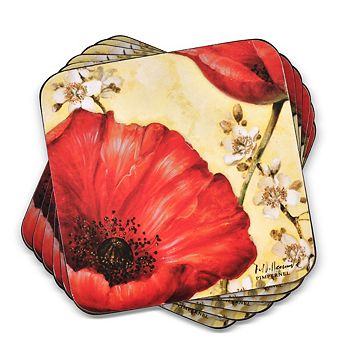 Pimpernel Poppy De Villeneuve Coasters, Set Of 6