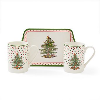 Pimpernel Christmas Tree Polka Dot Mug And Tray Set