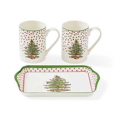 Pimpernel Christmas Tree Polka Dot Mug And Tray Set