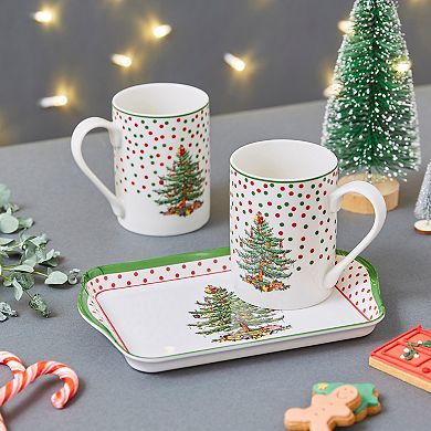 Pimpernel Christmas Tree Polka Dot Mug And Tray Set