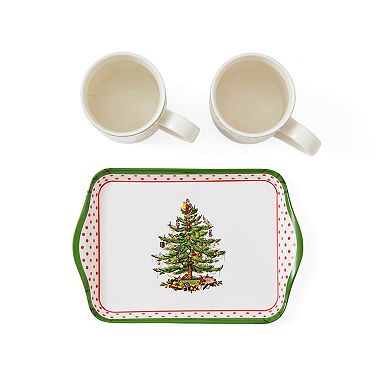 Pimpernel Christmas Tree Polka Dot Mug And Tray Set