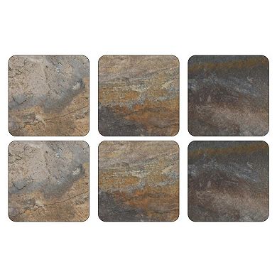 Pimpernel Earth Slate Coasters, Set Of 6