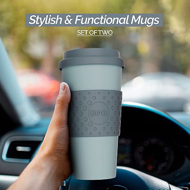Copco Acadia To Go Lidded Mug Set Of 2, 16 Oz. Reusable Durable & Bpa-free, Double-wall Insulation