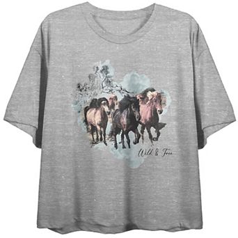 Juniors' Wild and Free Horses Short Sleeve Graphic Tee
