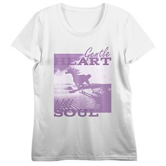 Juniors' Gentle Heart, Wild Soul Short Sleeve Graphic Tee