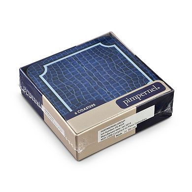 Pimpernel Blue Croc Leather Coasters, Set Of 6
