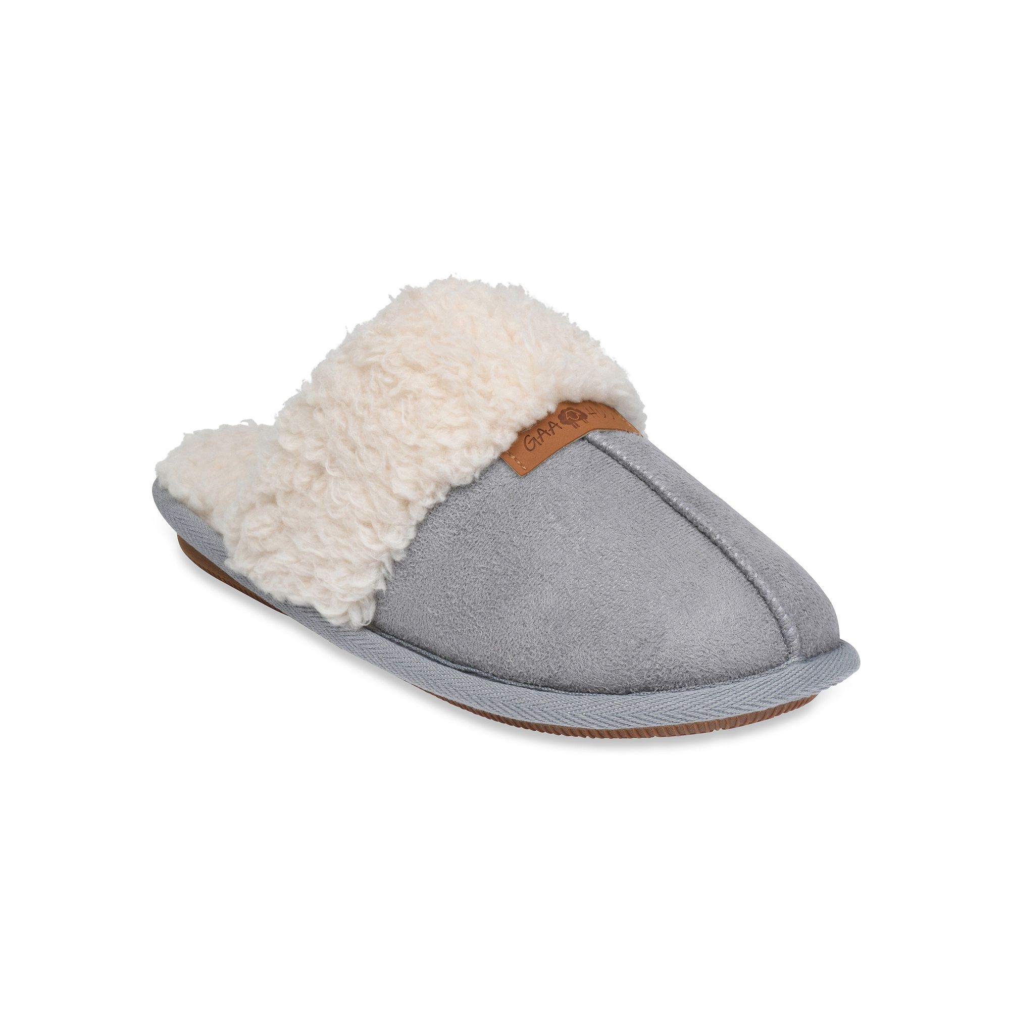 GaaHuu® Womens Sherpa Lined Memory Foam Scuff Slippers, Size: Small, Gray