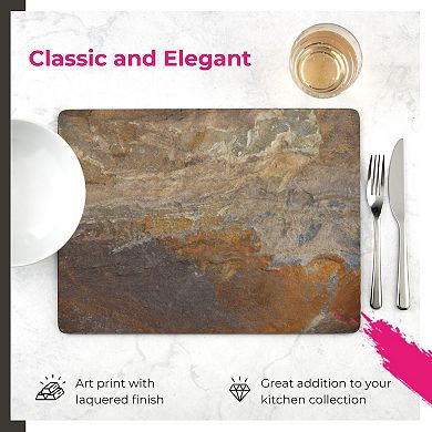 Pimpernel Slate Placemats Set of 4, Rectangular Heat & Stain Resistant Lacquer