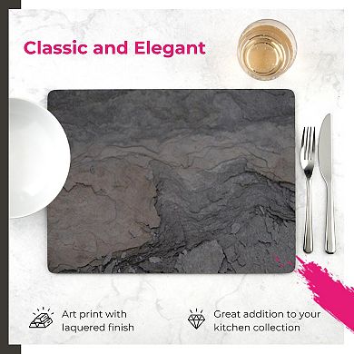 Pimpernel Placemats Set of 4 Midnight Slate Rectangular Cork-Backed Heat & Stain Resistant