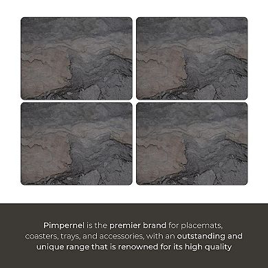 Pimpernel Placemats Set of 4 Midnight Slate Rectangular Cork-Backed Heat & Stain Resistant