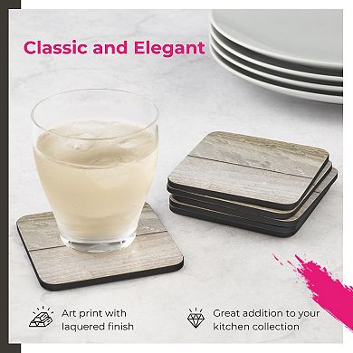 Pimpernel Driftwood Coasters Set of 4, Square Cork-Backed Drink Mats Gray & Brown