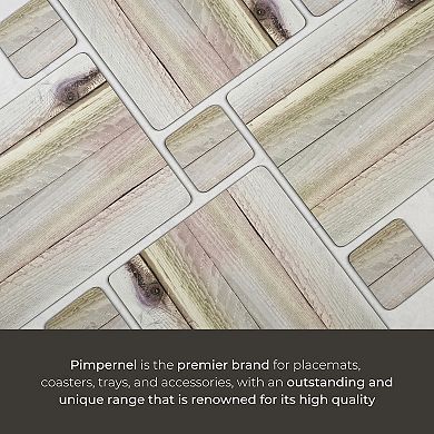 Pimpernel Driftwood Coasters Set of 4, Square Cork-Backed Drink Mats Gray & Brown