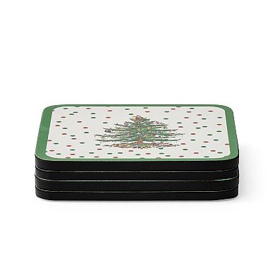 Pimpernel Christmas Tree Polka Dot Coasters, Set Of 6