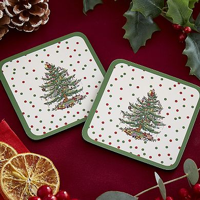 Pimpernel Christmas Tree Polka Dot Coasters, Set Of 6