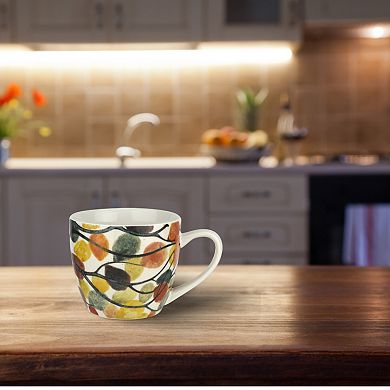 Pimpernel Porcelain Mug 16 oz Dancing Leaves Artwork, Dishwasher Safe