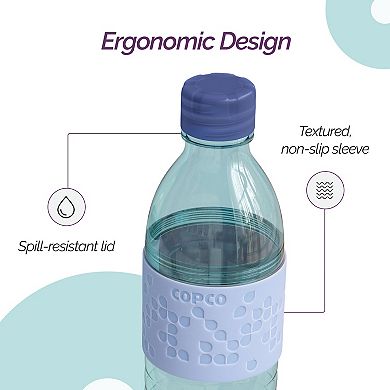 Copco Hydra 2-Pack Water Bottle 16.9 Ounce, Non Slip Sleeve, Bpa Free, Tritan Plastic Reusable