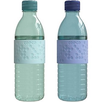 Copco Hydra 2-Pack Water Bottle 16.9 Ounce, Non Slip Sleeve, Bpa Free, Tritan Plastic Reusable