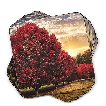 Pimpernel Crimson Trees Coasters, Set Of 6