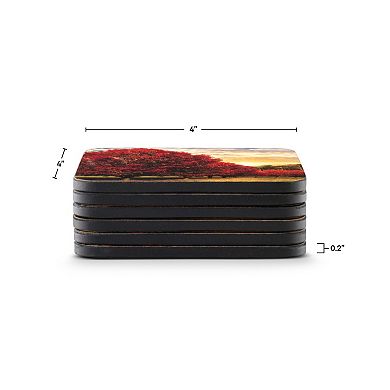 Pimpernel Crimson Trees Coasters, Set Of 6