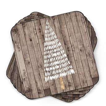 Pimpernel Wooden White Christmas Coasters, Set Of 6