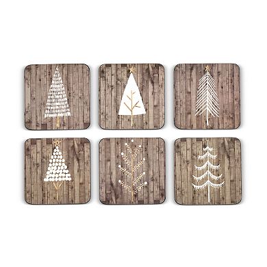 Pimpernel Wooden White Christmas Coasters, Set Of 6