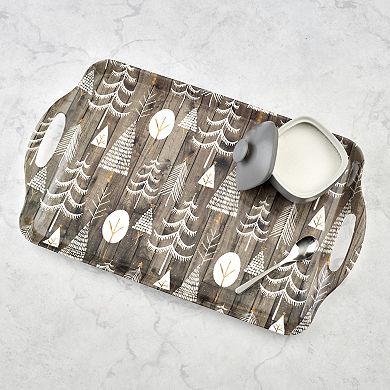 Pimpernel Wooden White Christmas Melamine Large Handled Tray