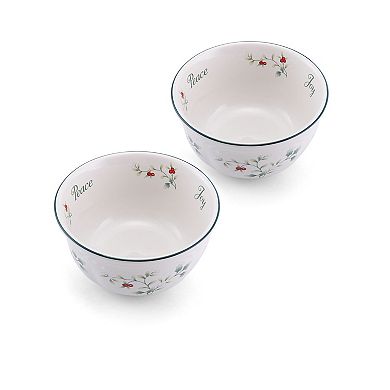 Pfaltzgraff Winterberry Sentiment Dessert Bowls Set of 2