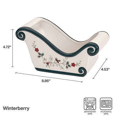 Pfaltzgraff Winterberry 8.75 Inch Sled Candy Bowl