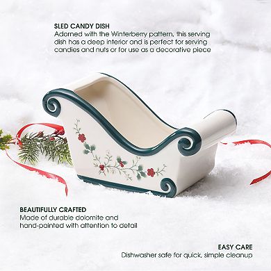 Pfaltzgraff Winterberry 8.75 Inch Sled Candy Bowl