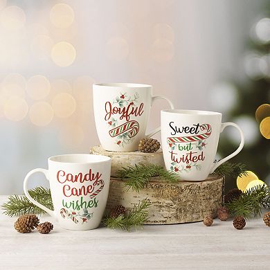 Pfaltzgraff Winterberry Holiday Whimsical 18oz Coffee Mugs Set of 6