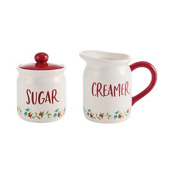 Pfaltzgraff Winterberry Red Accent Sugar and Creamer Set