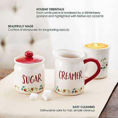 Pfaltzgraff Winterberry Red Accent Sugar and Creamer Set